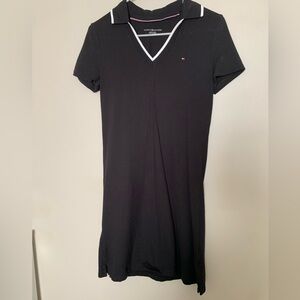 Tommy Hilfiger Women’s Black V-Neck Dress With White Trim